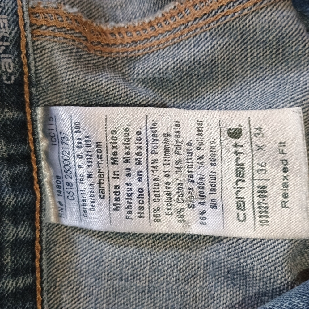Vintage Carhartt Carpenter Jeans‎ 36x34 Relaxed Fit Workwear Distressed - Picture 13 of 15
